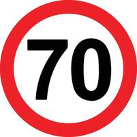 strada velocità limite 70 Settanta cartello. generico velocità limite cartello con nero numero e rosso cerchio. vettore illustrazione