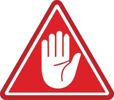 fermare rosso cartello icona con bianca mano, fare non accedere. avvertimento fermare cartello azione vettore