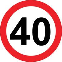 strada velocità limite 40 quaranta cartello. generico velocità limite cartello con nero numero e rosso cerchio. vettore illustrazione