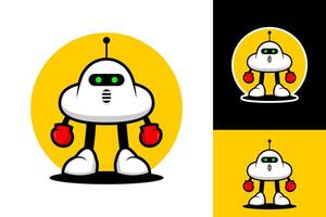 moderno boxe robot personaggio logo design vettore