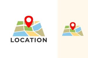 Posizione carta geografica destinazione logo design vettore