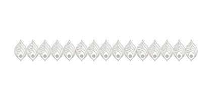 disegno vettoriale di linea di ornamento decorativo di piume d'argento