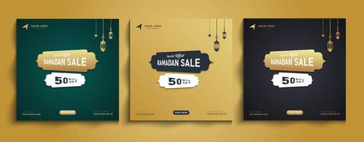 Ramadan kareem vendita bandiera islamico ornamento lanterna sfondo, Ramadan vendita sociale media inviare. vettore