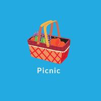 cartone animato picnic cestino su un' trasparente sfondo vettore