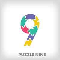 creativo puzzle numero 9 logo. unico colore transizioni. formazione scolastica e lettura e crescita palcoscenico logo modello. vettore