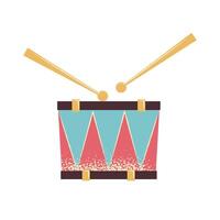 un' brillantemente colorato percussivo musicale strumento - il tamburellare. simbolo di forte musica, parata processioni e orchestra. piatto vettore illustrazione isolato su Fanculo sfondo.