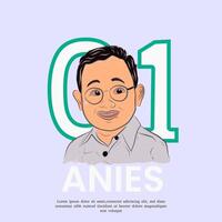 anies baswedan cartone animato vettore illustrazione, un' politico a partire dal Indonesia, un' candidato per presidenziale nel 2024