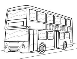 cartone animato autobus illustrazione. vettore autobus illustrazione per colorazione libro