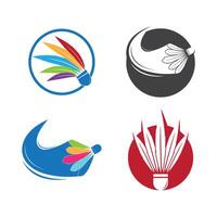 modello di disegno dell'illustrazione dell'icona del vettore del logo di badminton.logo dell'icona del volano di badminton.vettore del modello del logo dello sport di badminton. concetto di logo del club sportivo