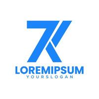 numero 7 e lettera K icona logo design vettore