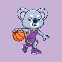 pallacanestro koala carino cartone animato vettore