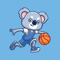 pallacanestro koala carino cartone animato vettore