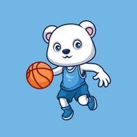 pallacanestro polare orso cartone animato vettore