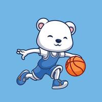 pallacanestro polare orso cartone animato vettore
