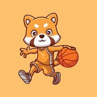 pallacanestro rosso panda cartone animato vettore