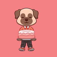 compleanno pub cane carino cartone animato vettore