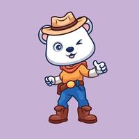 cowboy polare orso cartone animato vettore