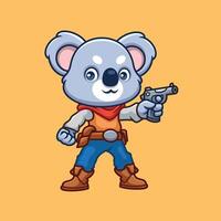 cowboy koala carino cartone animato personaggio vettore