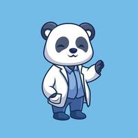 medico panda carino cartone animato vettore