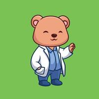 medico orso carino cartone animato personaggio vettore