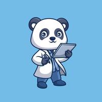 medico panda carino cartone animato vettore