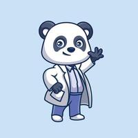 medico panda carino cartone animato vettore