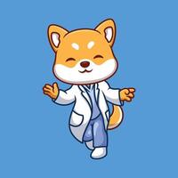 medico shiba inu carino cartone animato vettore