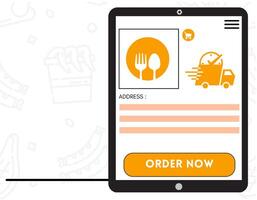 cibo ordine pagamento nel mobile App vettore illustrazione