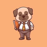 insegnante pub cane carino cartone animato vettore
