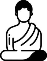 buddista monaco glifo e linea vettore illustrazione