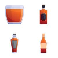 whisky icone impostato cartone animato vettore. vario alcolizzato bevanda vettore
