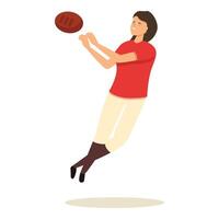 Rugby giocatore saltare icona cartone animato vettore. in esecuzione movimento vettore