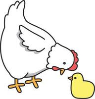 pollo e pulcino isolato su bianca sfondo. vettore illustrazione.