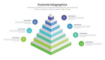 piramide diagramma Infografica modello design con 7 livelli e icone vettore