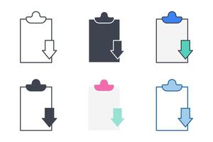 documento con freccia Scarica icona collezione con diverso stili. documenti simbolo vettore illustrazione isolato su bianca sfondo