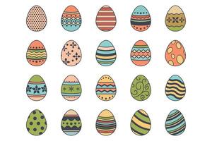 Pasqua uova, Pasqua giorno Festival icona impostare, Ostern uovo icone con decorazione modelli simboli collezione, logo isolato vettore illustrazione