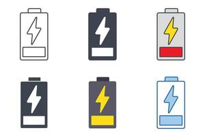 batteria icone con diverso stili. batteria caricare livello indicatore simbolo vettore illustrazione isolato su bianca sfondo