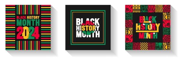 africano americano nero storia mese colorato lettering tipografia sociale media inviare bandiera design modello impostare. celebre febbraio nel unito stato e Canada. juneteenth indipendenza giorno. Kwanzaa vettore