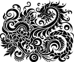 il batik motivo design combina con il Drago in un' lussuoso combinazione, in modo univoco armonioso e elegante vettore