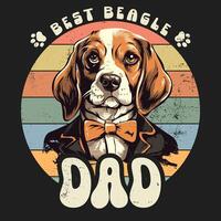 Vintage ▾ beagle cane papà maglietta design vettore
