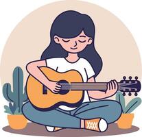 ragazza giocando chitarra illustrazione vettore
