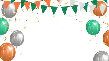 Festival vettore bandiera con verde, arancia e argento palloncini e bandiere per carte, sociale media, vacanza, anniversario
