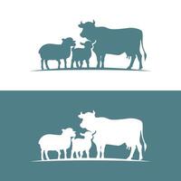 vettore silhouette illustrazione mucca pecora capra animale azienda agricola gruppo logo