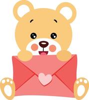 bello orsacchiotto orso con lettera Busta vettore