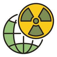 terra globo con radiazione simbolo vettore colorato icona o cartello