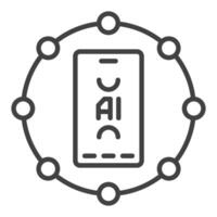 cerchio con artificiale intelligenza smartphone vettore ai icona o simbolo nel magro linea stile