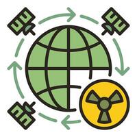 nucleare Armi nel spazio e satelliti vettore colorato icona o design elemento