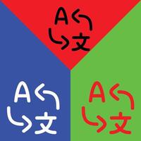 tradurre vettore icona, schema stile, isolato su rosso, verde e blu sfondo.