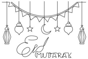 islamico decorazione concetto Ramadan kareem continuo uno linea arte disegno di eid mubarak vettore illustrazione