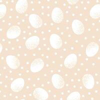 Pasqua uovo e puntini senza soluzione di continuità modello, semplice beige monocromatico tavolozza, sfondo o sfondo vettore illustrazione